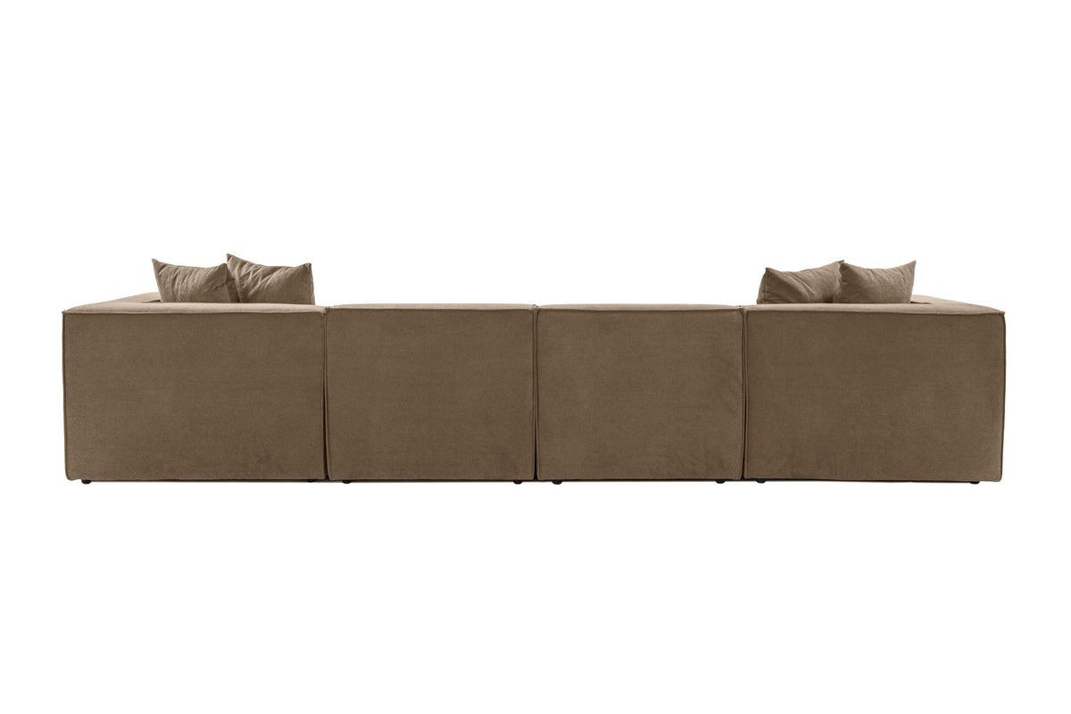Γωνιακός Καναπές Donousa Αριστερή Γωνία Καφέ 350x190x65 εκ.