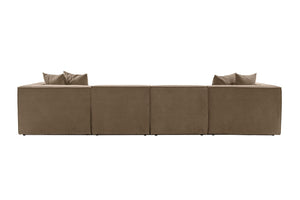 Γωνιακός Καναπές Donousa Αριστερή Γωνία Καφέ 350x190x65 εκ.