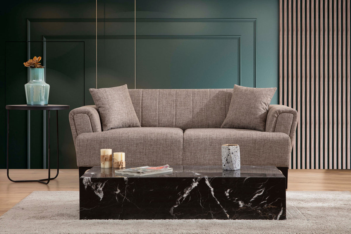 Διθέσιος Καναπές Fassolou Ανοιχτό Καφέ 95x95x77 εκ.