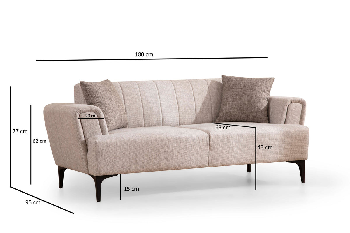 Διθέσιος Καναπές Fassolou Μπεζ 95x95x77 εκ.