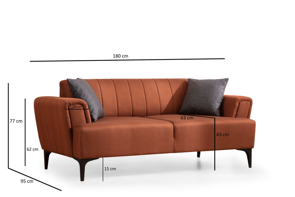 Διθέσιος Καναπές Fassolou Κεραμιδί 95x95x77 εκ.