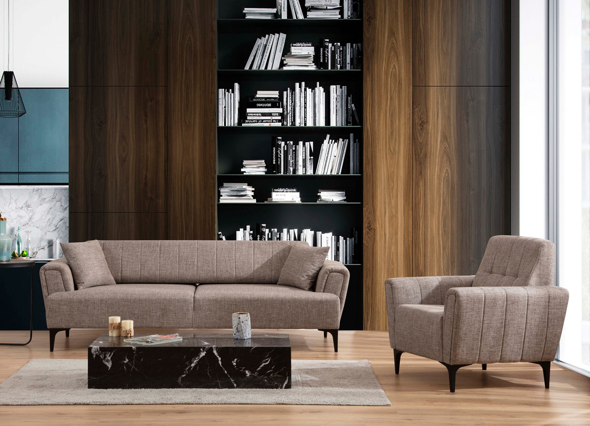 Πολυθρόνα Fassolou Ανοιχτό Καφέ 95x90x77 εκ.