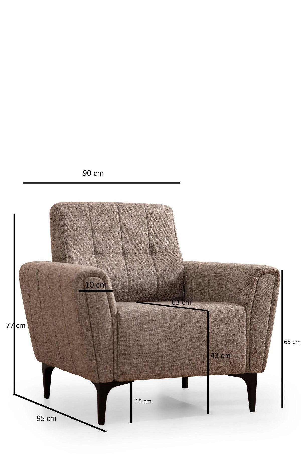 Πολυθρόνα Fassolou Ανοιχτό Καφέ 95x90x77 εκ.