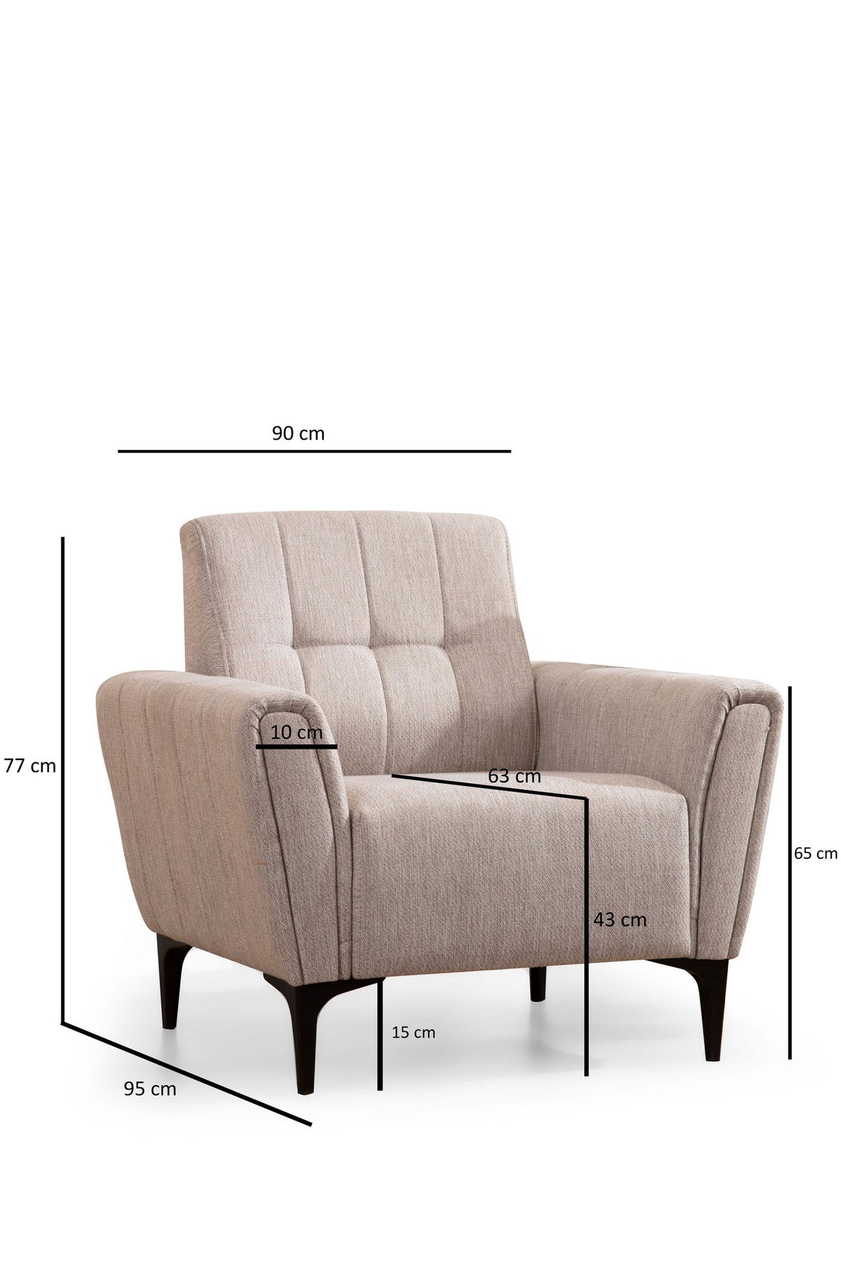 Πολυθρόνα Fassolou Μπεζ 95x90x77 εκ.