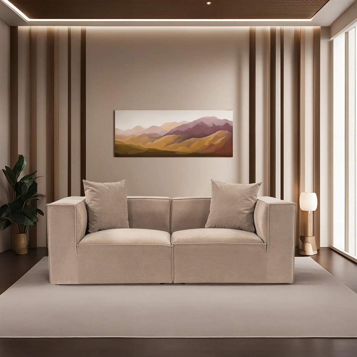 Διθέσιος Καναπές Donousa Καπουτσίνο 190x95x65 εκ.