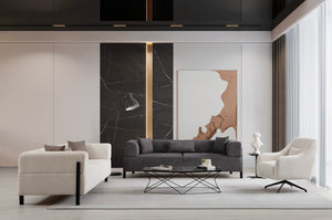 Τριθέσιος Καναπές Drakeia Ανθρακί 93x93x75 εκ.