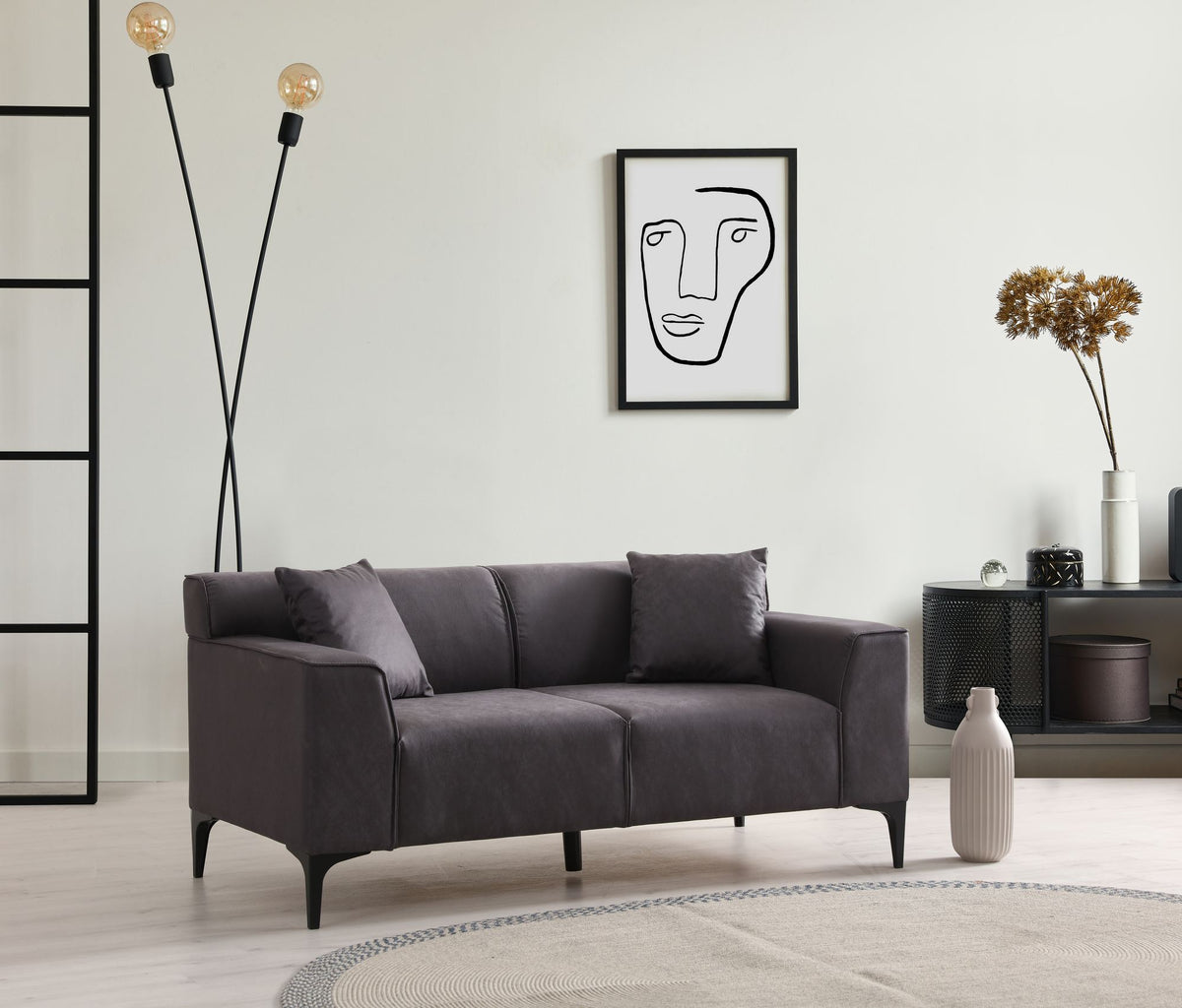 Διθέσιος Καναπές Artemonas Ανθρακί 163x86x69 εκ.