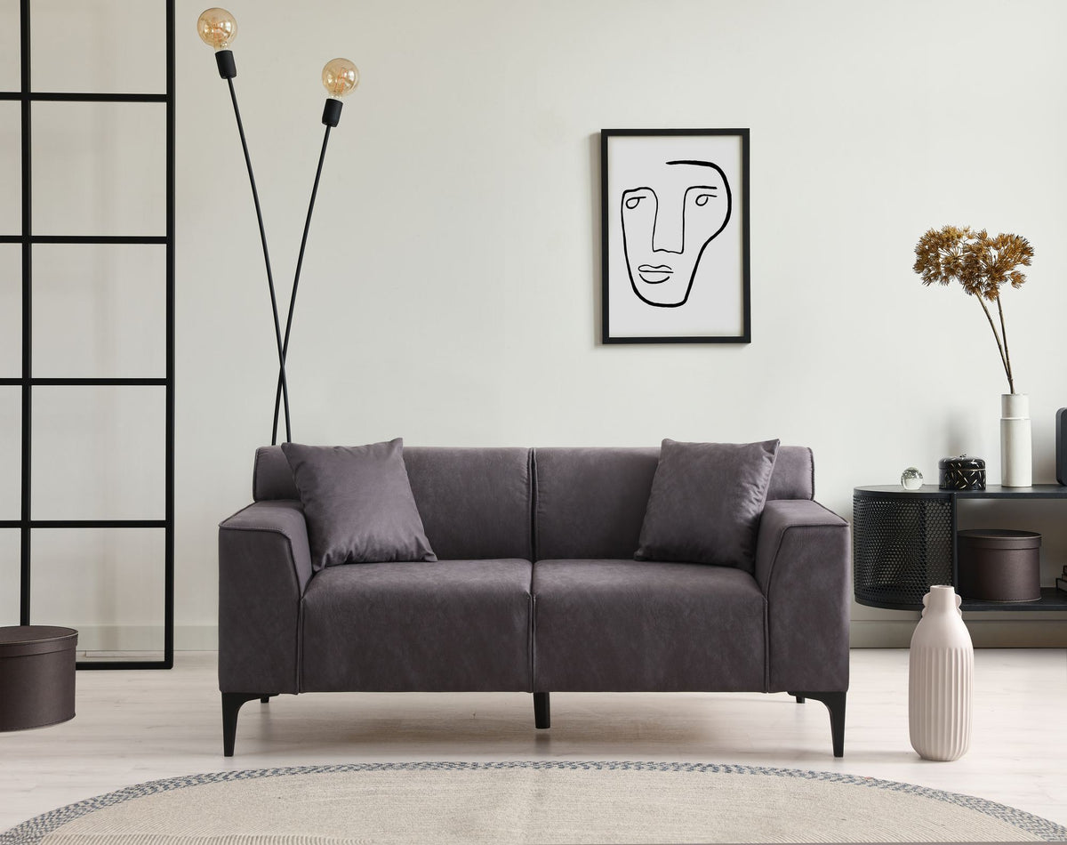 Διθέσιος Καναπές Artemonas Ανθρακί 163x86x69 εκ.