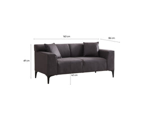 Διθέσιος Καναπές Artemonas Ανθρακί 163x86x69 εκ.