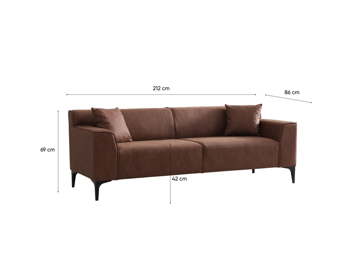 Τριθέσιος Καναπές Artemonas Κονιάκ 212x86x69 εκ.