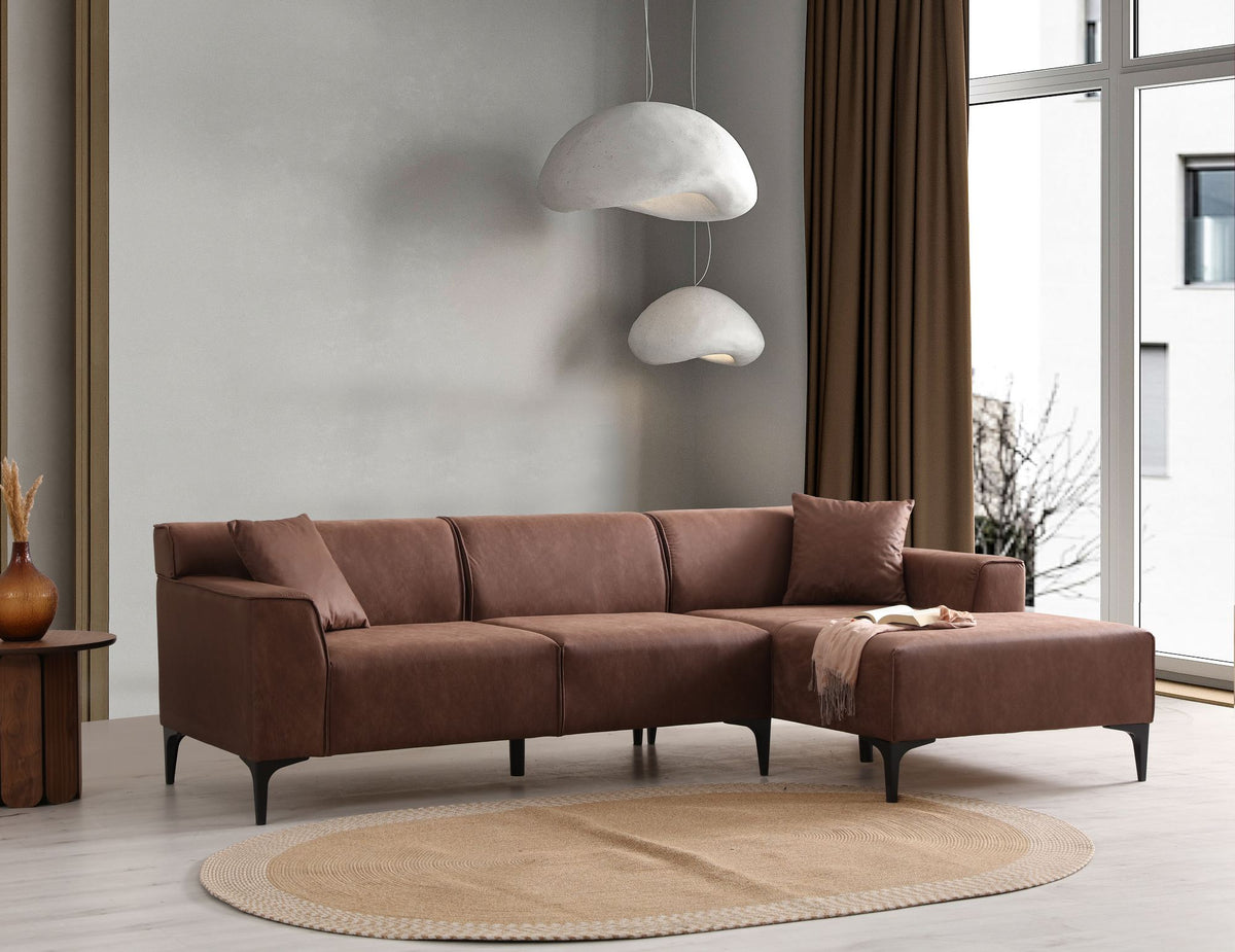 Γωνιακός Καναπές Artemonas Δεξιά Γωνία Κονιάκ 250x145x69 εκ.
