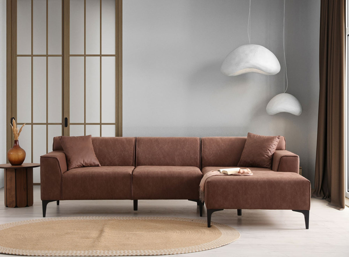 Γωνιακός Καναπές Artemonas Δεξιά Γωνία Κονιάκ 250x145x69 εκ.