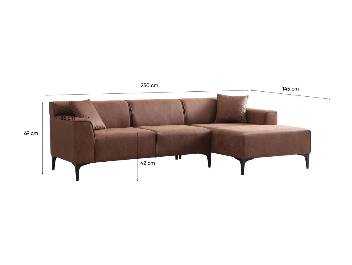 Γωνιακός Καναπές Artemonas Δεξιά Γωνία Κονιάκ 250x145x69 εκ.