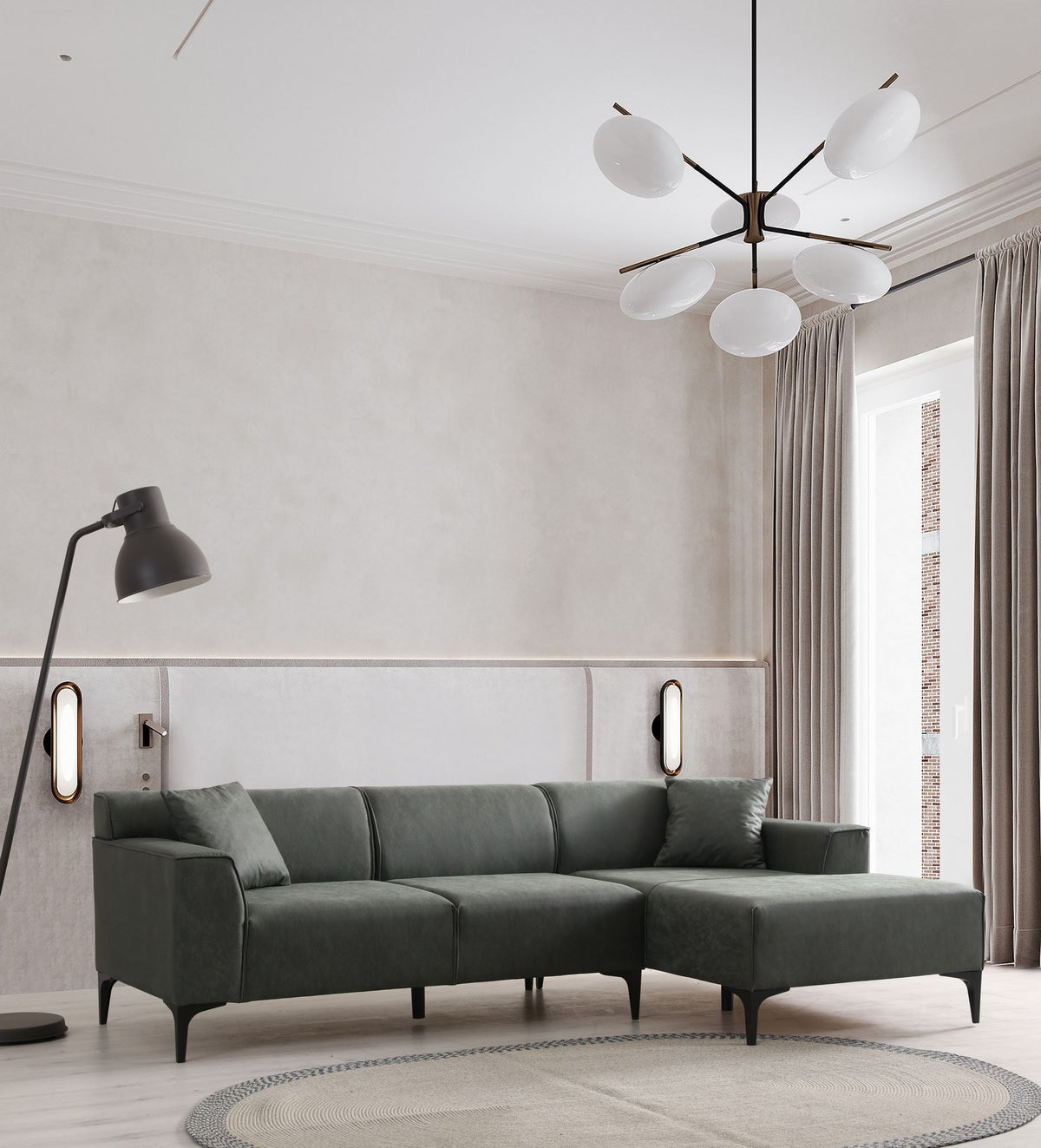 Γωνιακός Καναπές Artemonas Δεξιά Γωνία Πράσινο 250x145x69 εκ.