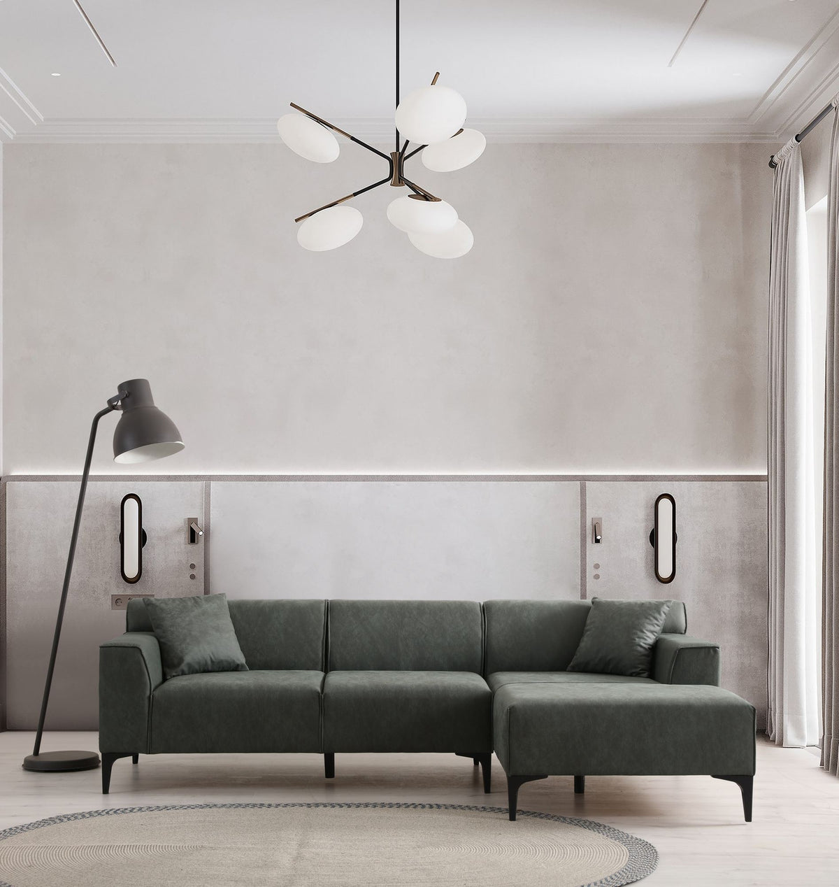 Γωνιακός Καναπές Artemonas Δεξιά Γωνία Πράσινο 250x145x69 εκ.