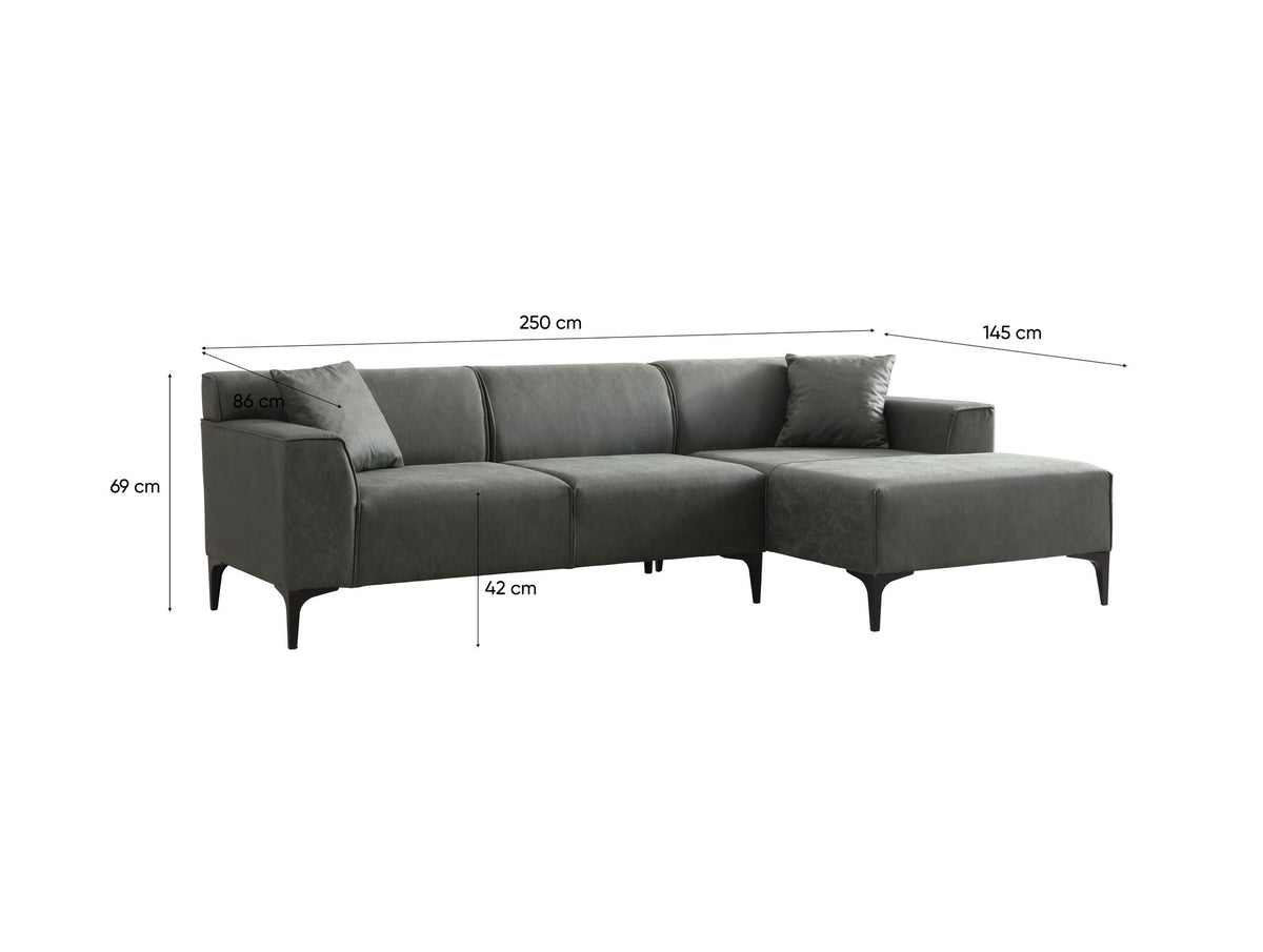 Γωνιακός Καναπές Artemonas Δεξιά Γωνία Πράσινο 250x145x69 εκ.