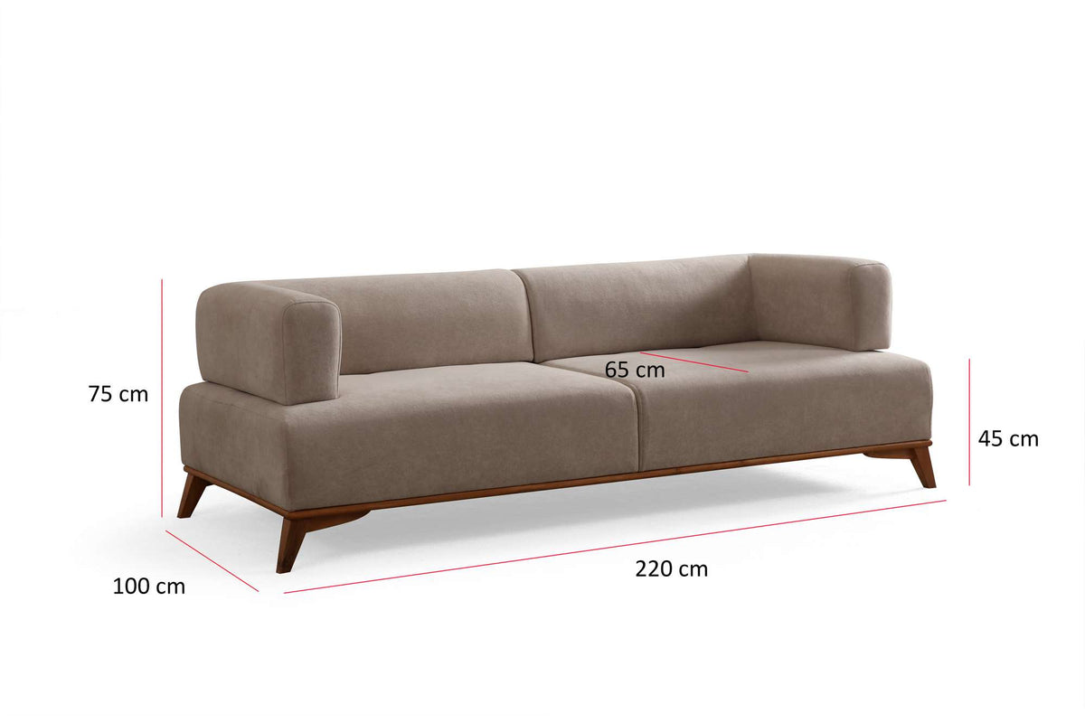 Τριθέσιος Καναπές Apoikia Κρεμ 100x100x75 εκ.
