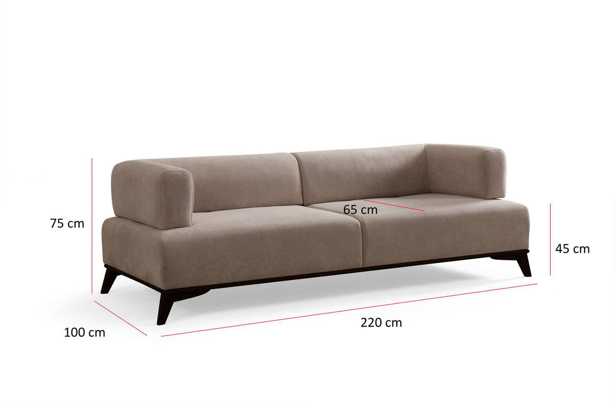 Τριθέσιος Καναπές Apoikia Κρεμ - Μαύρο 100x100x75 εκ. - Pakobazaar