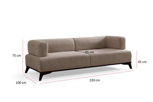 Τριθέσιος Καναπές Apoikia Κρεμ - Μαύρο 100x100x75 εκ. - Pakobazaar