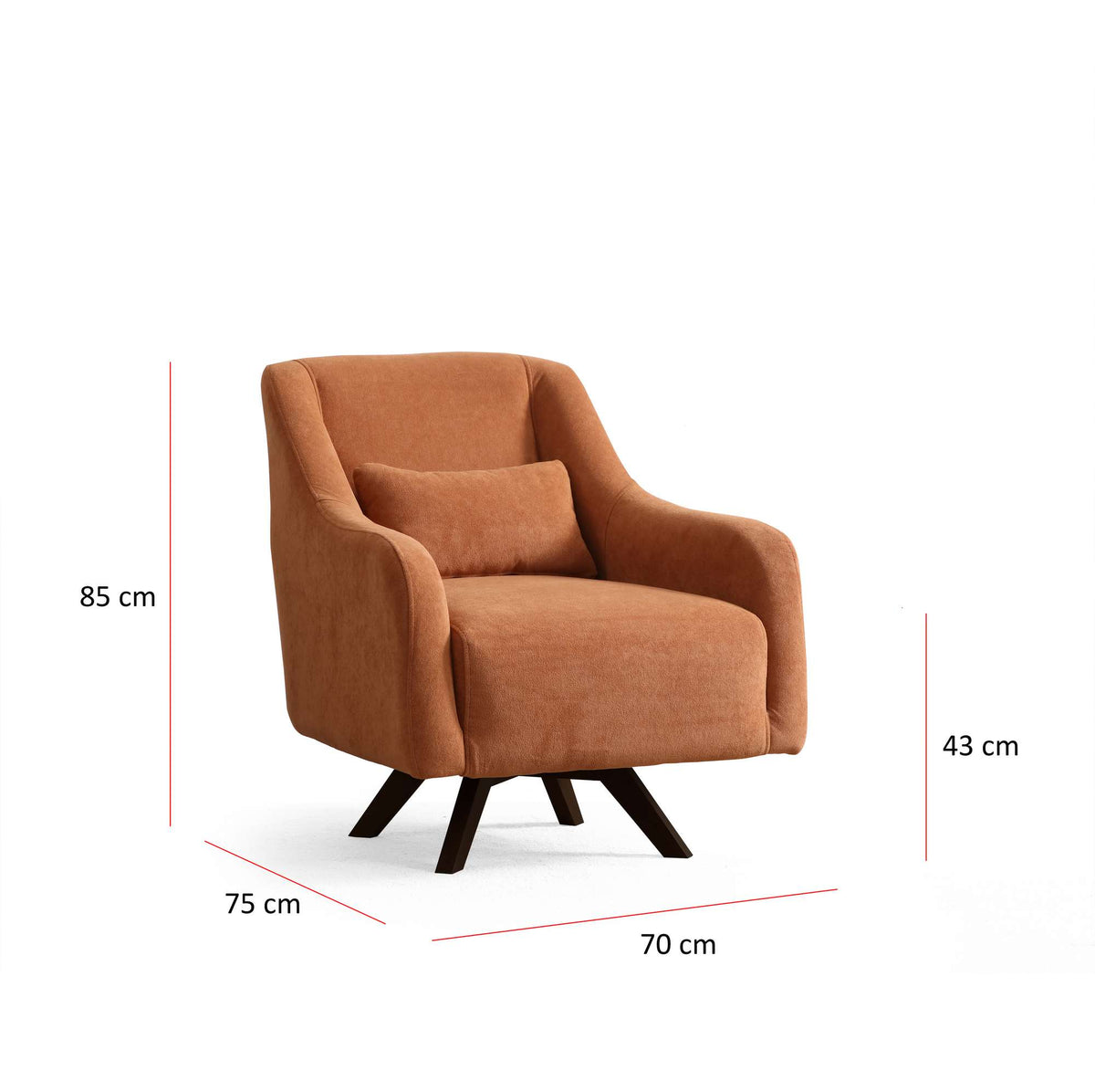 Πολυθρόνα Apoikia Πορτοκαλί - Μαύρο 75x70x85 εκ.