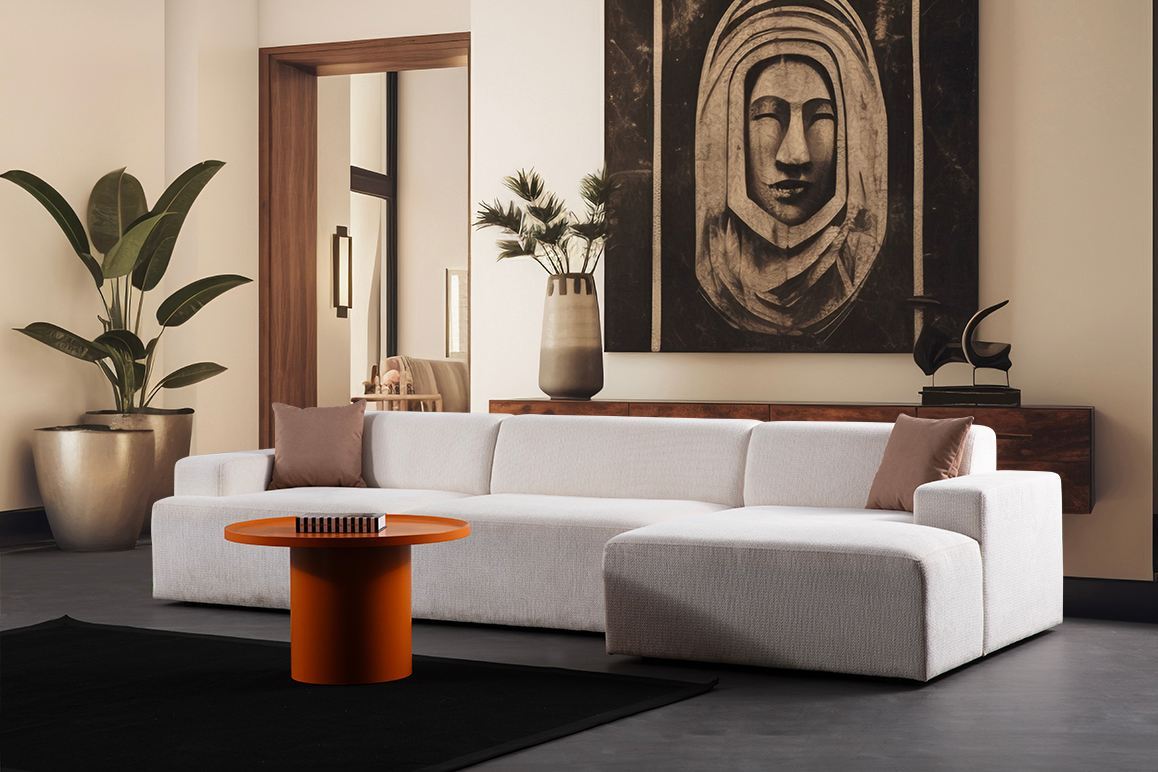 Γωνιακός Καναπές Pappados Δεξιά Γωνία Λευκό 100x145x75 εκ. Κωδ. O2