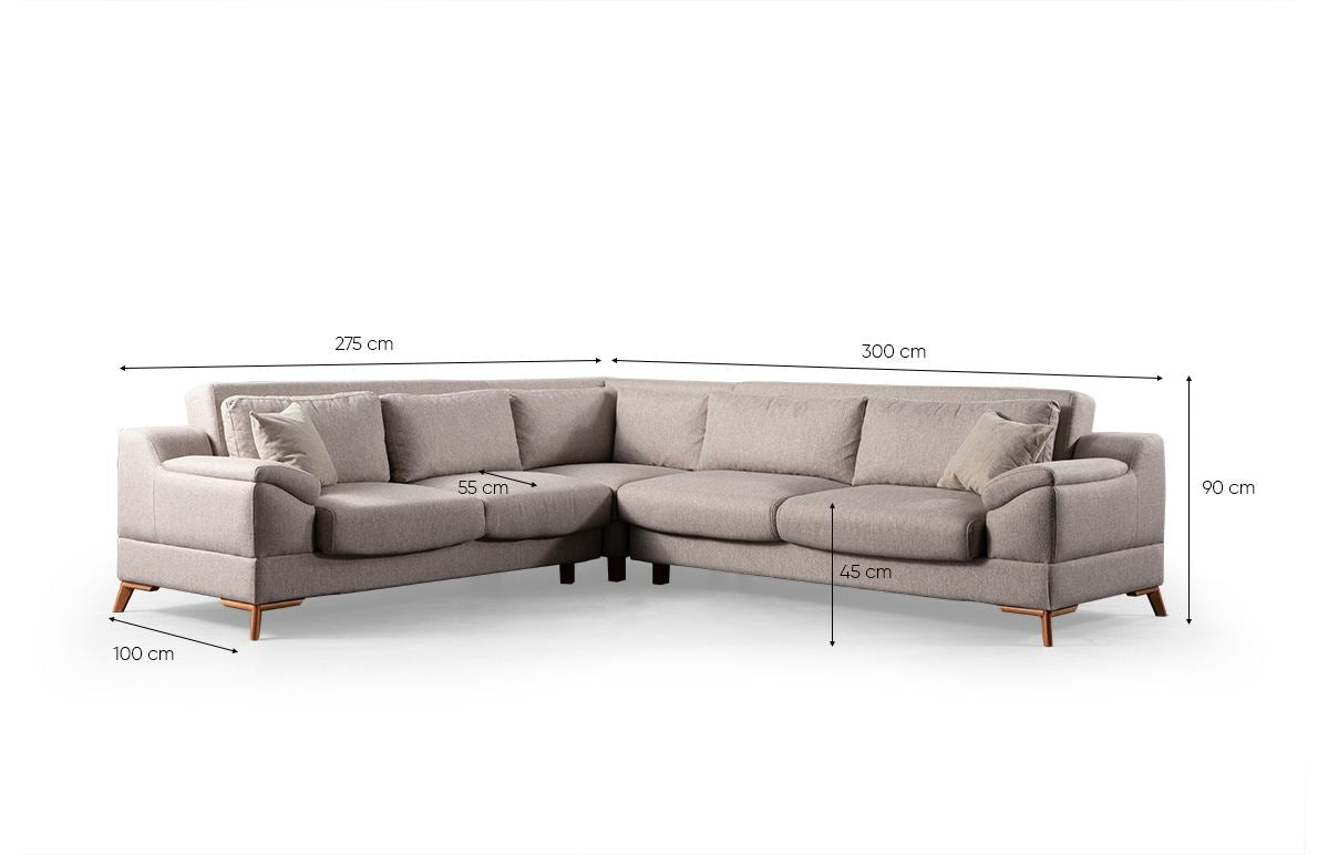 Γωνιακός Καναπές-Κρεβάτι Neapolis Μπεζ 275x100x100 εκ.