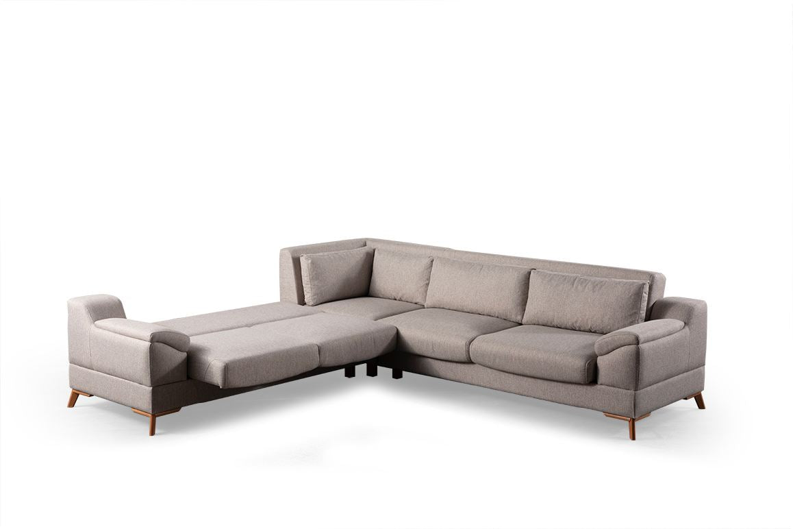 Γωνιακός Καναπές-Κρεβάτι Neapolis Μπεζ 275x100x100 εκ.