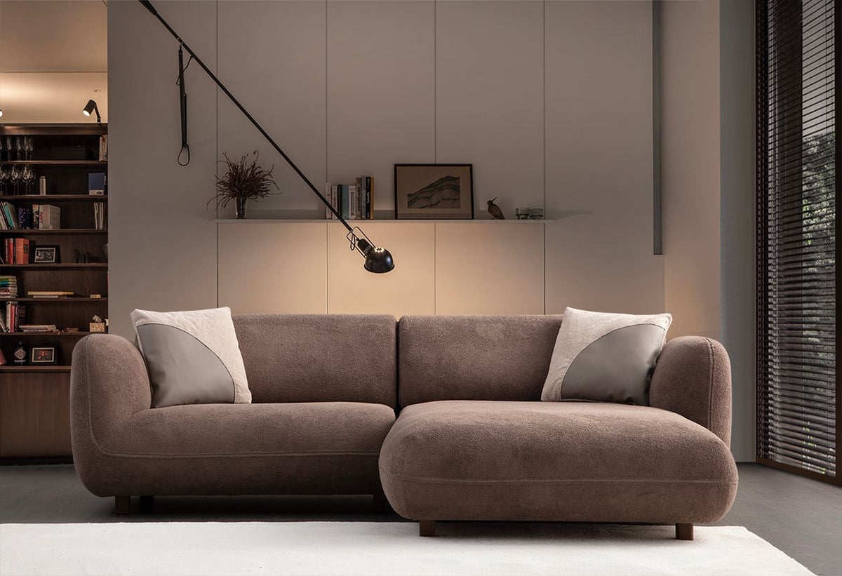 Γωνιακός Καναπές Plataies Δεξιά Γωνία Καφέ 90x170x75 εκ.