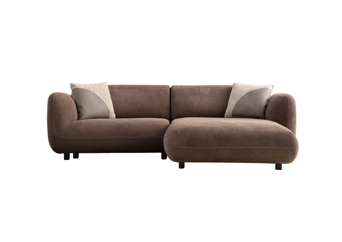 Γωνιακός Καναπές Plataies Δεξιά Γωνία Καφέ 90x170x75 εκ.