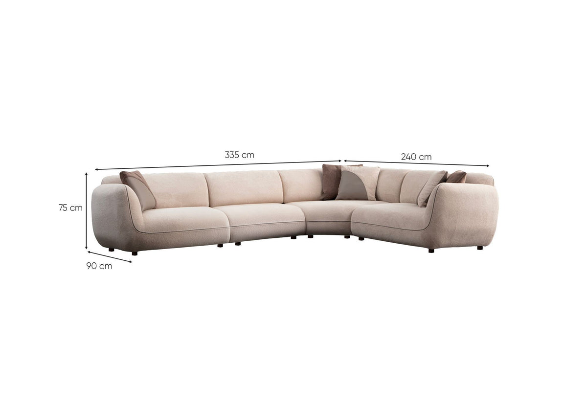 Γωνιακός Καναπές Plataies Κρεμ 90x240x75 εκ. Κωδ. 4 O1