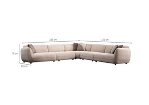 Γωνιακός Καναπές Plataies Κρεμ 90x335x75 εκ.