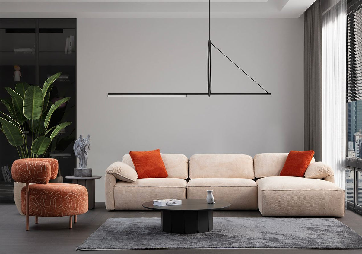 Γωνιακός Καναπές Oitylo Κρεμ 105x170x80 εκ.