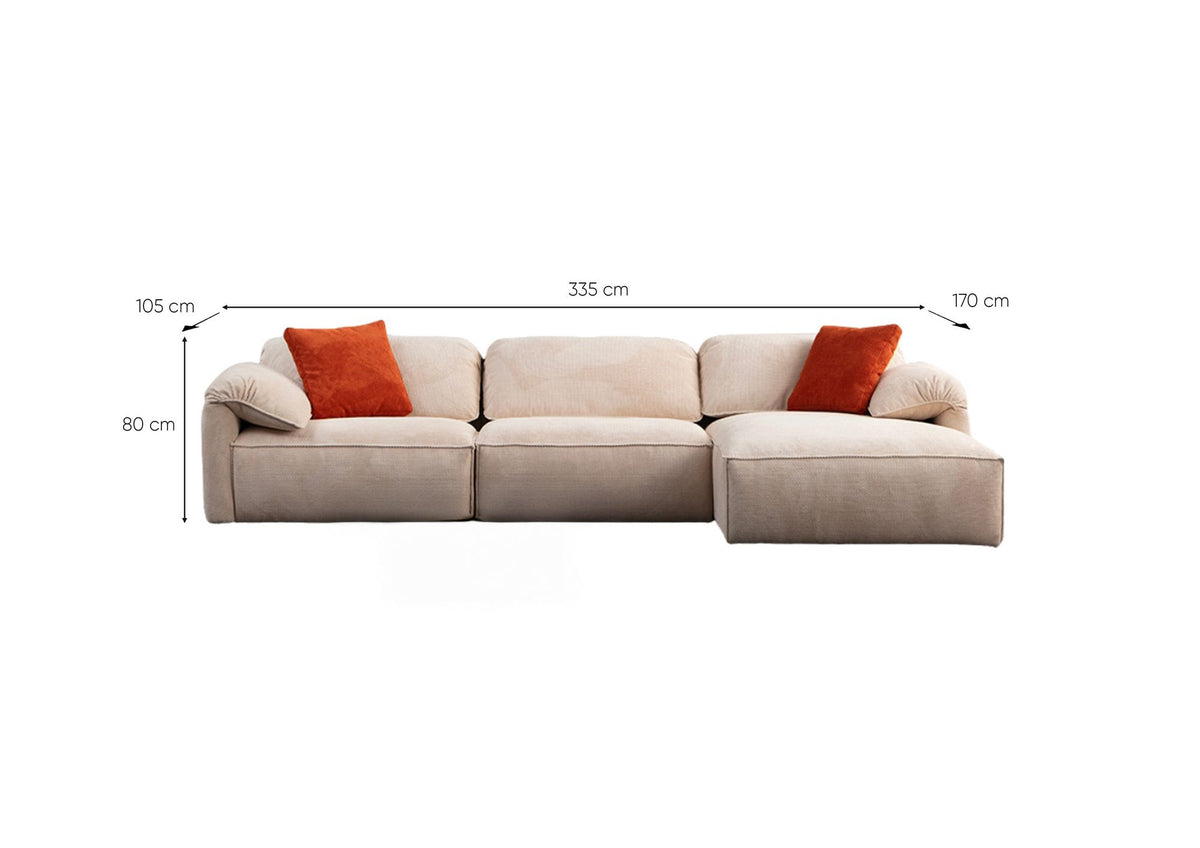 Γωνιακός Καναπές Oitylo Κρεμ 105x170x80 εκ.