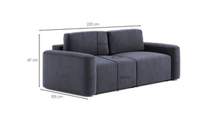 Τριθέσιος Καναπές Sykamia Πετρόλ Μπλε 220x105x87 εκ. Μασίφ Ξύλου - Pakobazaar