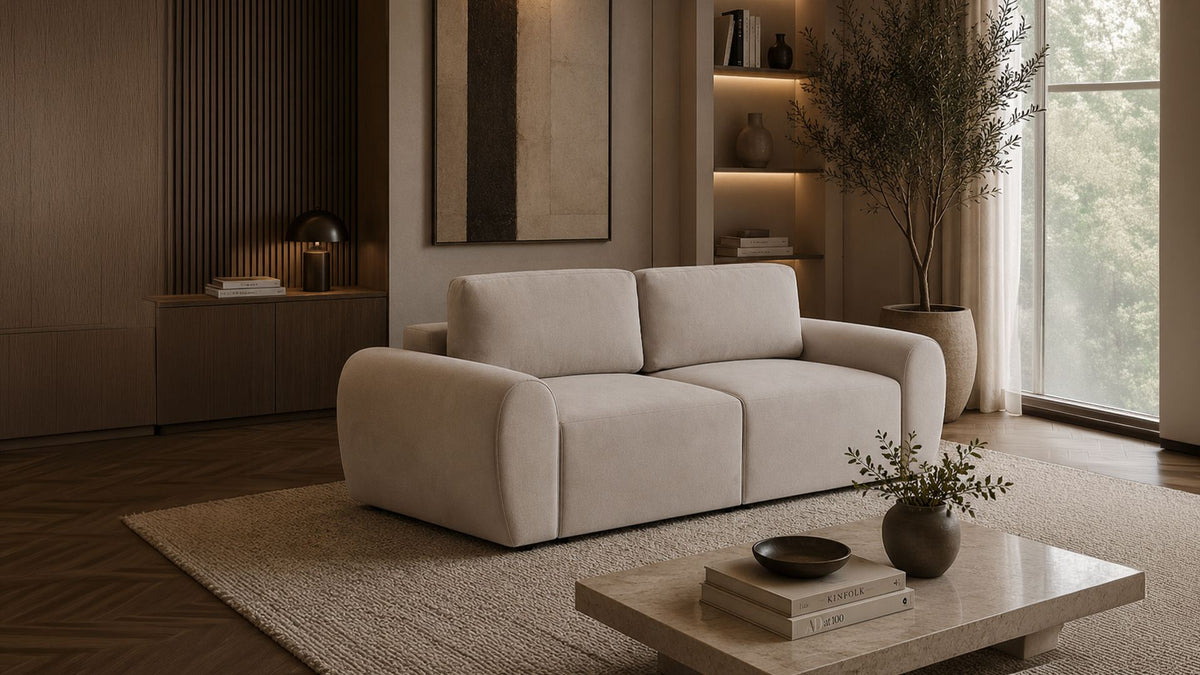 Τριθέσιος Καναπές Peristera Εκρού 230x105x87 εκ. Μασίφ Ξύλου - Pakobazaar
