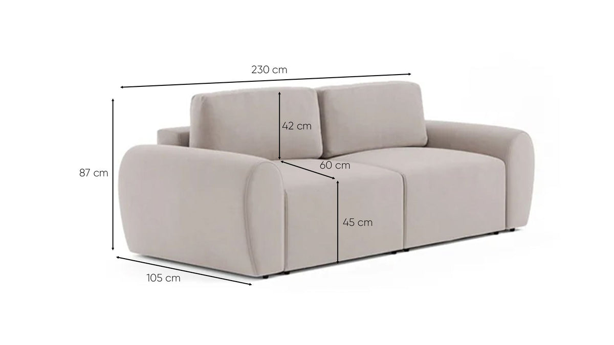 Τριθέσιος Καναπές Peristera Εκρού 230x105x87 εκ. Μασίφ Ξύλου - Pakobazaar