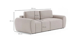 Τριθέσιος Καναπές Peristera Εκρού 230x105x87 εκ. Μασίφ Ξύλου - Pakobazaar