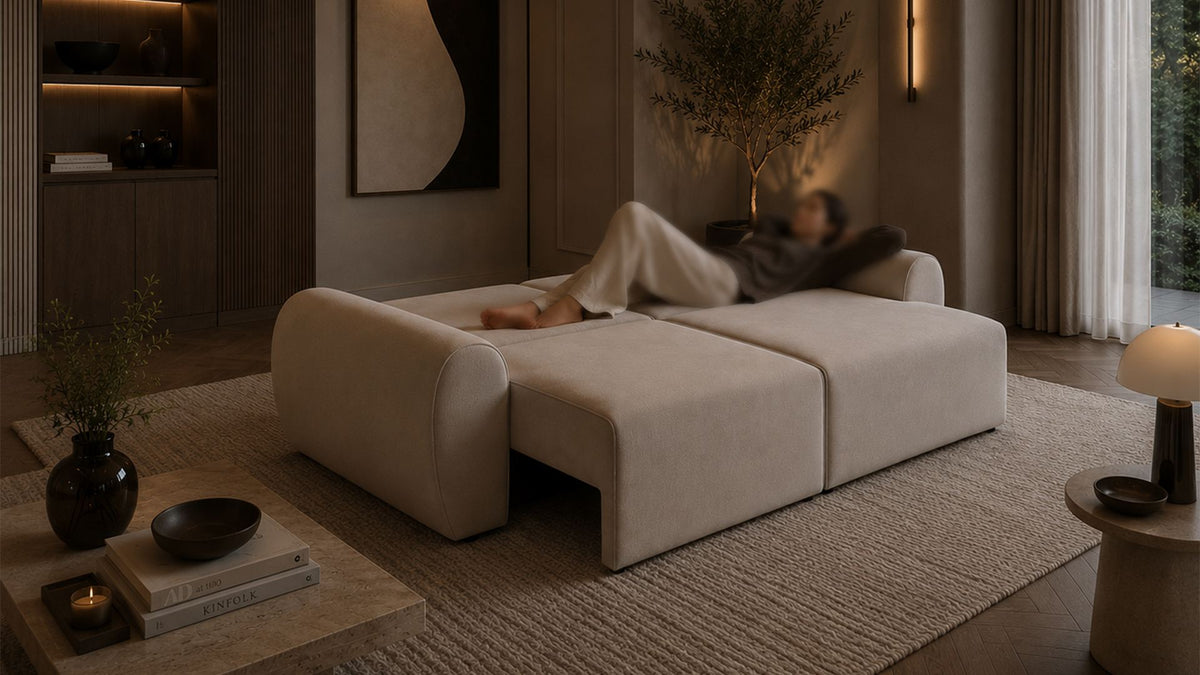 Τριθέσιος Καναπές Peristera Εκρού 230x105x87 εκ. Μασίφ Ξύλου - Pakobazaar