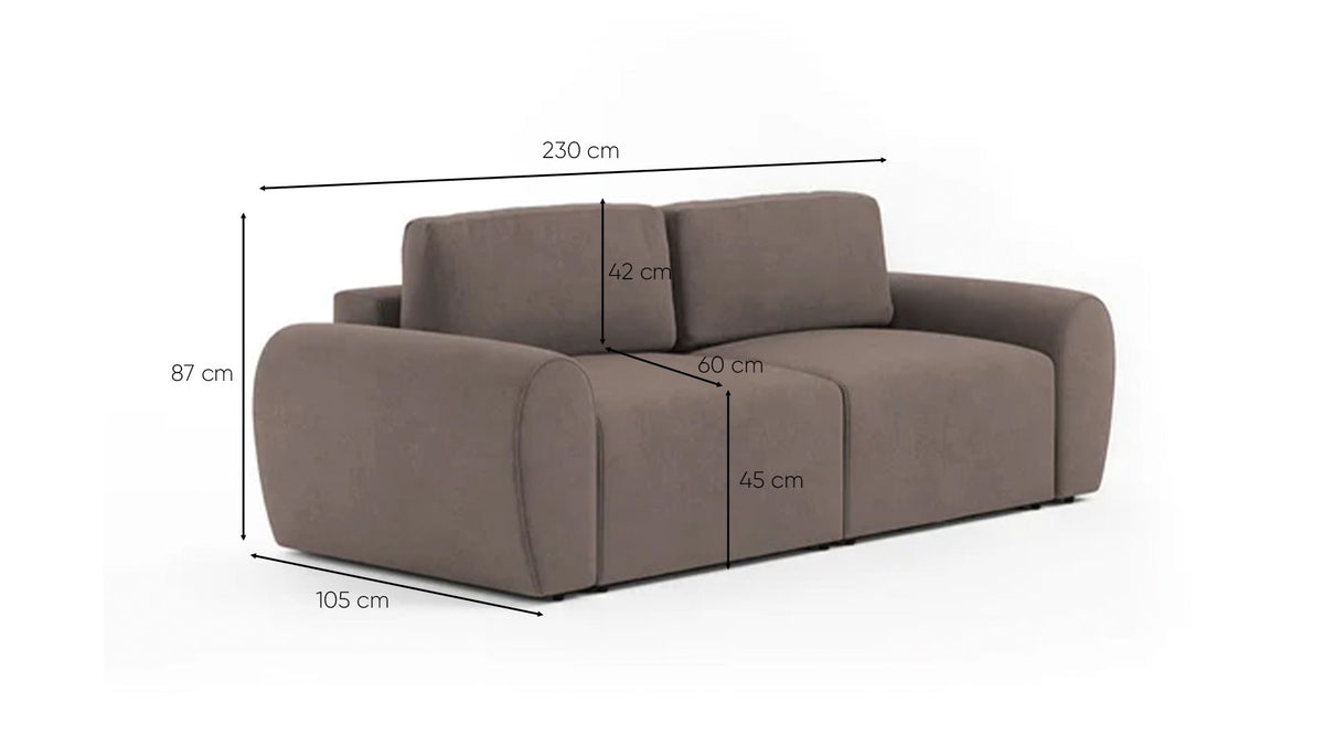 Τριθέσιος Καναπές Peristera Καφέ 230x105x87 εκ. Μασίφ Ξύλου - Pakobazaar