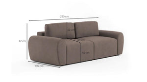 Τριθέσιος Καναπές Peristera Καφέ 230x105x87 εκ. Μασίφ Ξύλου - Pakobazaar