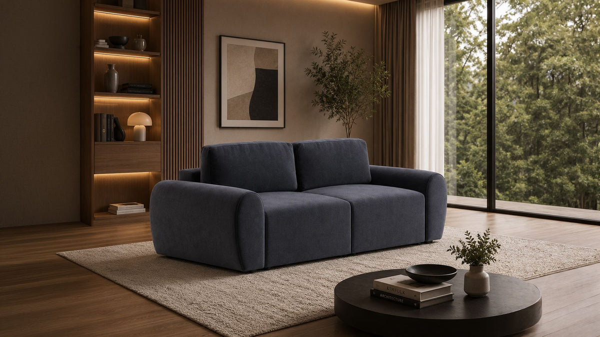 Τριθέσιος Καναπές Peristera Πετρόλ Μπλε 230x105x87 εκ. Μασίφ Ξύλου