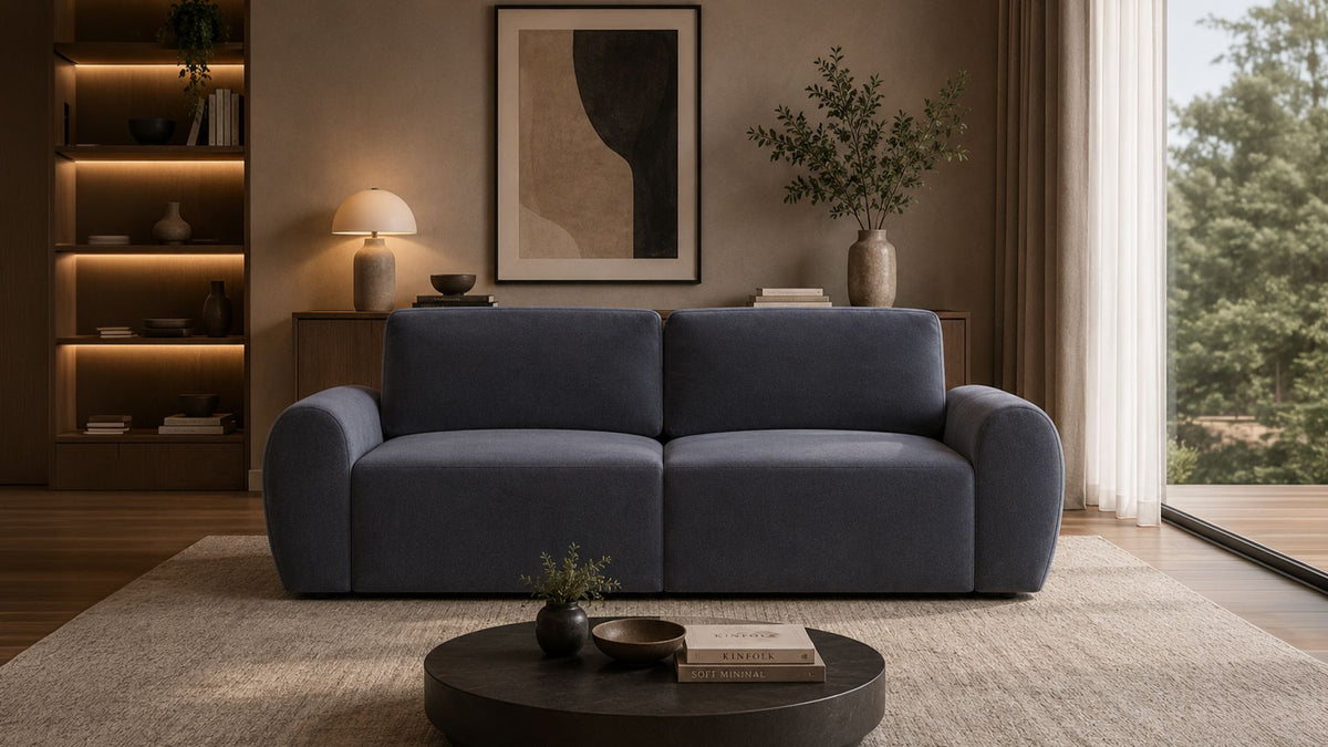 Τριθέσιος Καναπές Peristera Πετρόλ Μπλε 230x105x87 εκ. Μασίφ Ξύλου