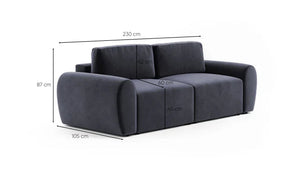 Τριθέσιος Καναπές Peristera Πετρόλ Μπλε 230x105x87 εκ. Μασίφ Ξύλου
