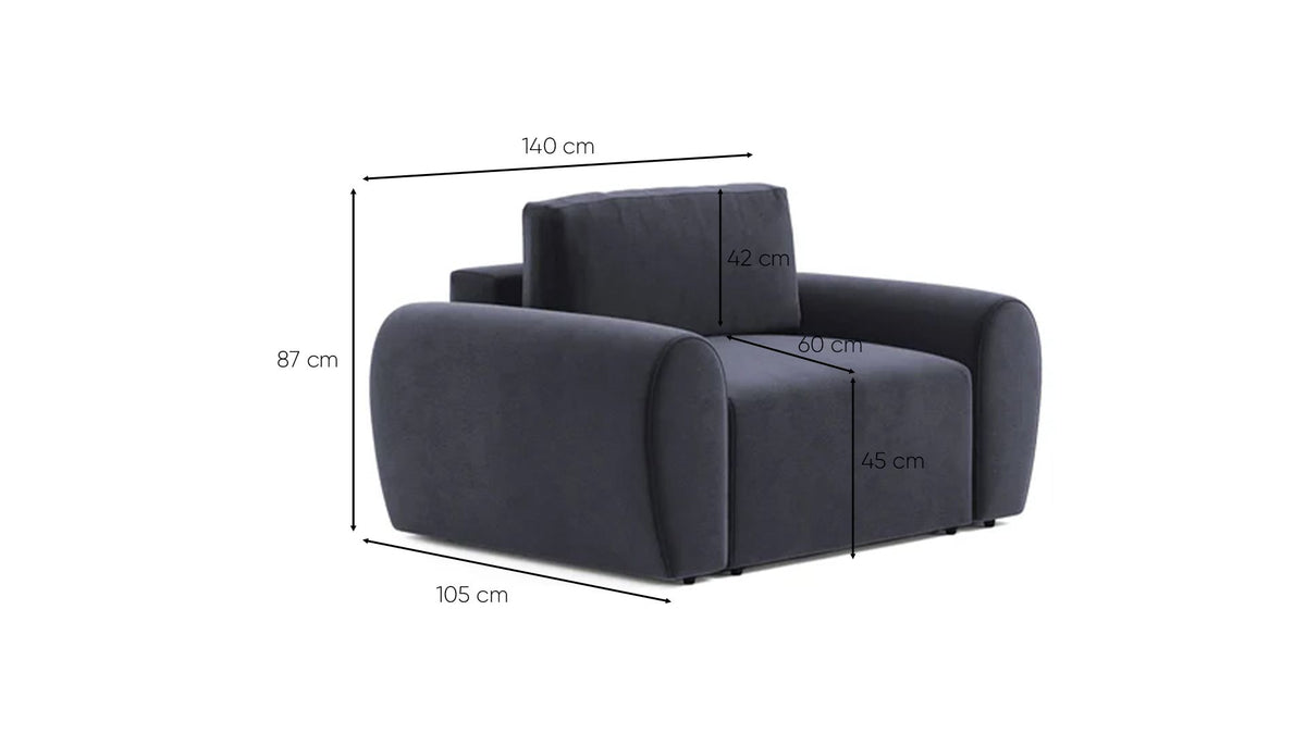 Πολυθρόνα Peristera Πετρόλ Μπλε 140x105x87 εκ. Μασίφ Ξύλου