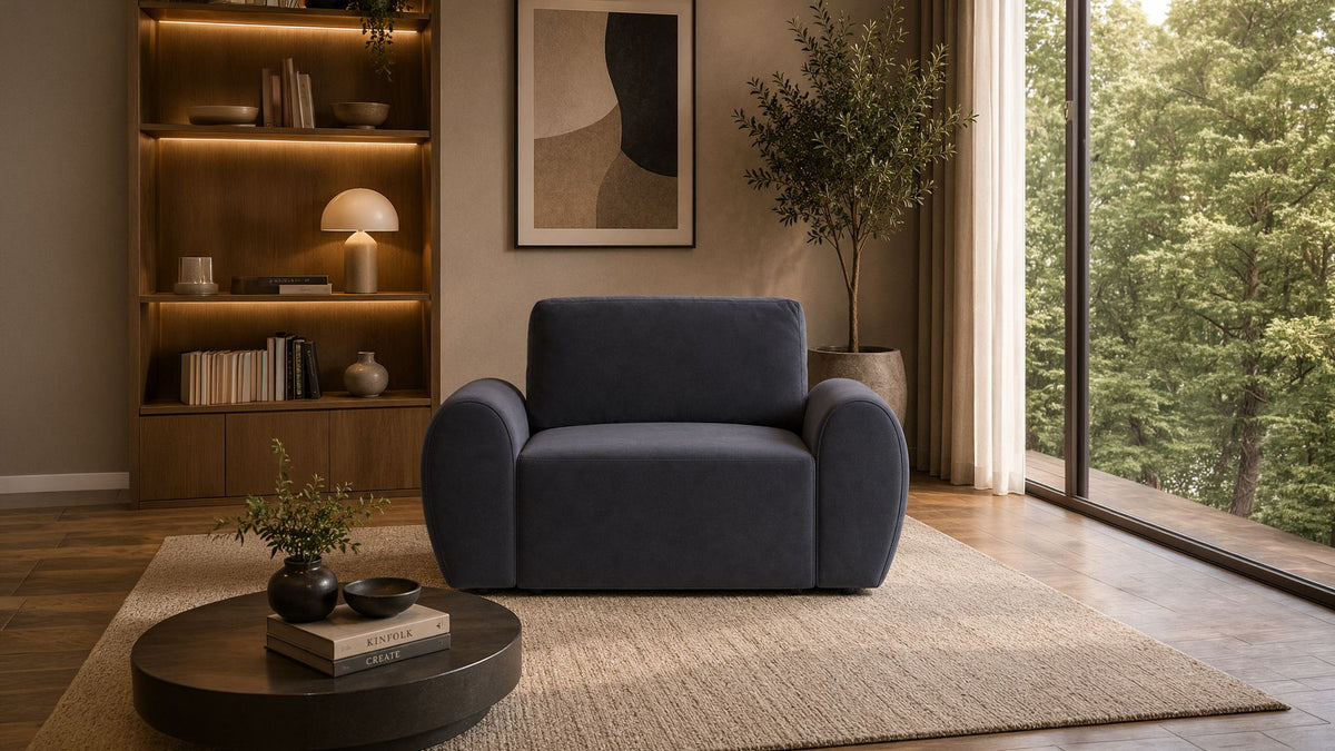 Πολυθρόνα Peristera Πετρόλ Μπλε 140x105x87 εκ. Μασίφ Ξύλου