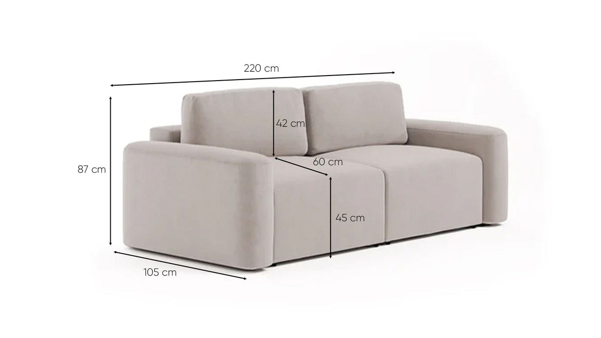 Τριθέσιος Καναπές Sykamia Εκρού 220x105x87 εκ. Μασίφ Ξύλου