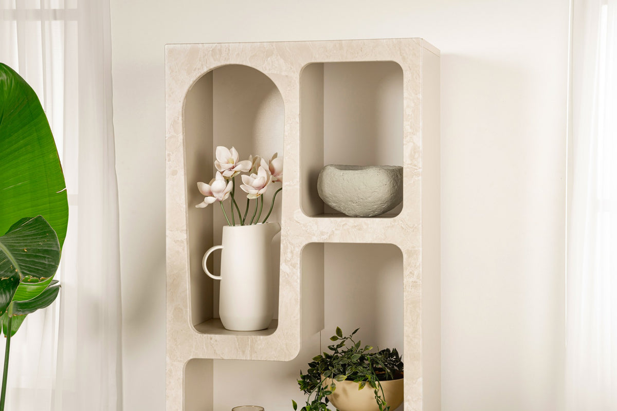 Βιβλιοθήκη Sirokos Travertine - Αμμόλιθος 60x32x150 εκ. Μελαμίνης