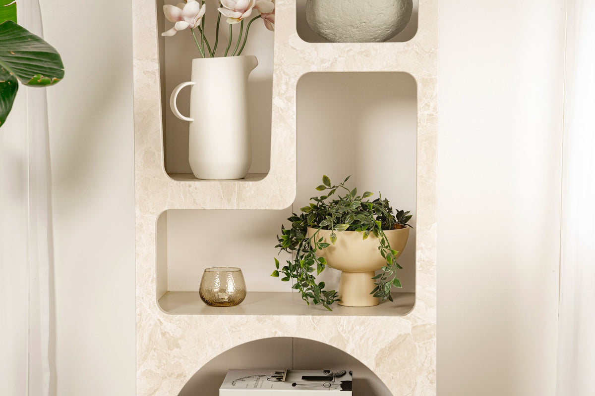 Βιβλιοθήκη Sirokos Travertine - Αμμόλιθος 60x32x150 εκ. Μελαμίνης