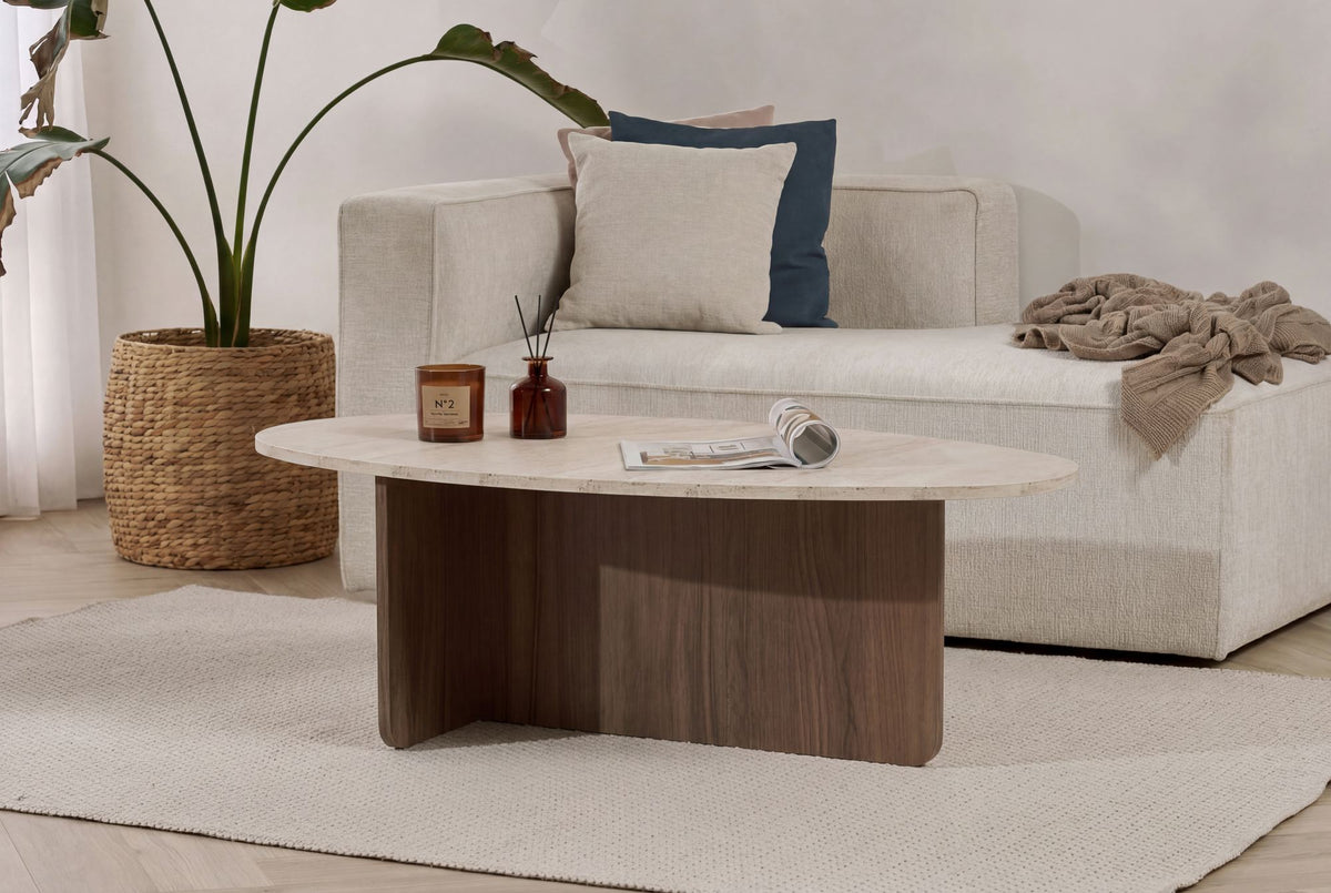 Τραπεζάκι Σαλονιού Zoni Travertine - Καρυδί Venezia 120x65x40 εκ. Μελαμίνης