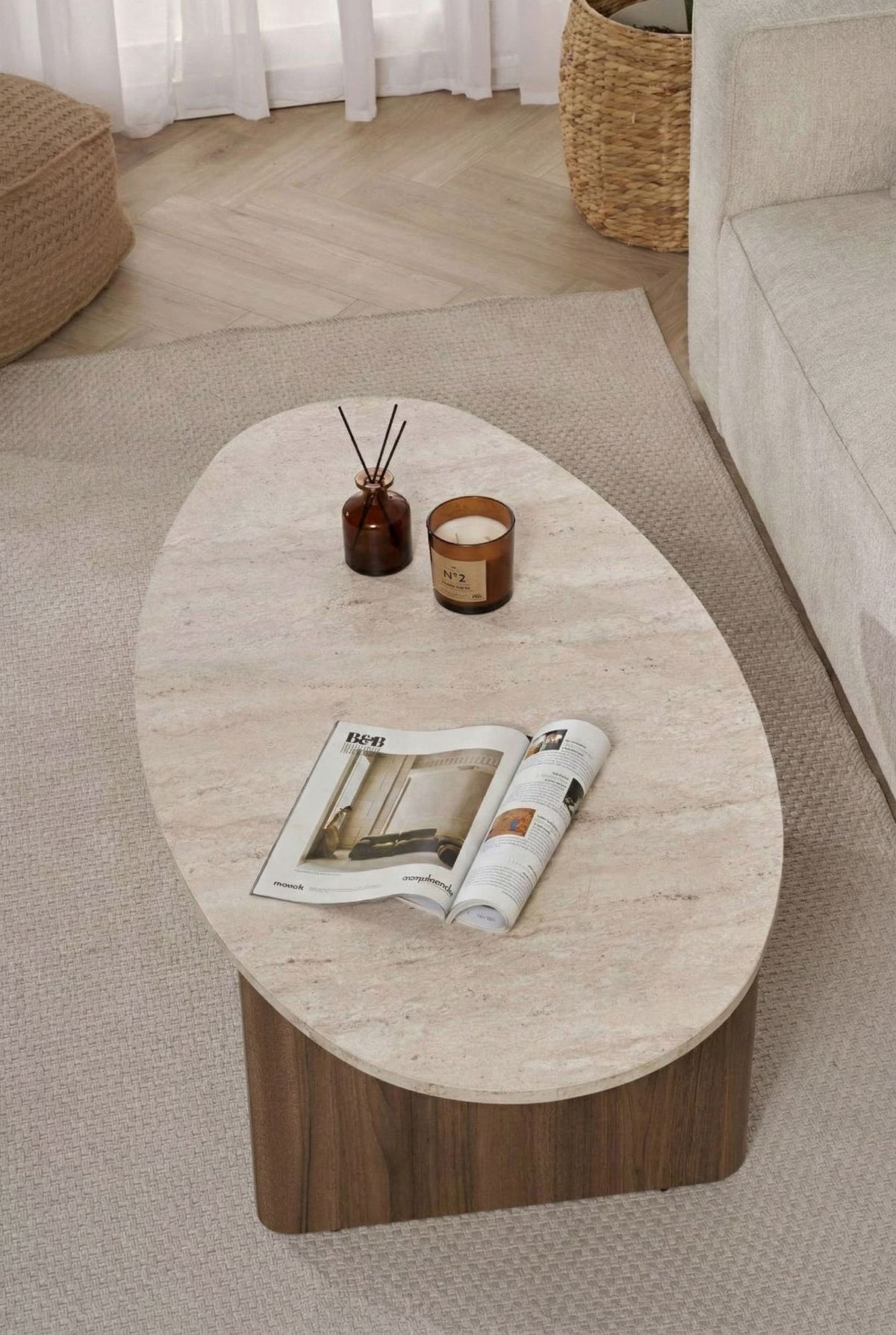 Τραπεζάκι Σαλονιού Zoni Travertine - Καρυδί Venezia 120x65x40 εκ. Μελαμίνης